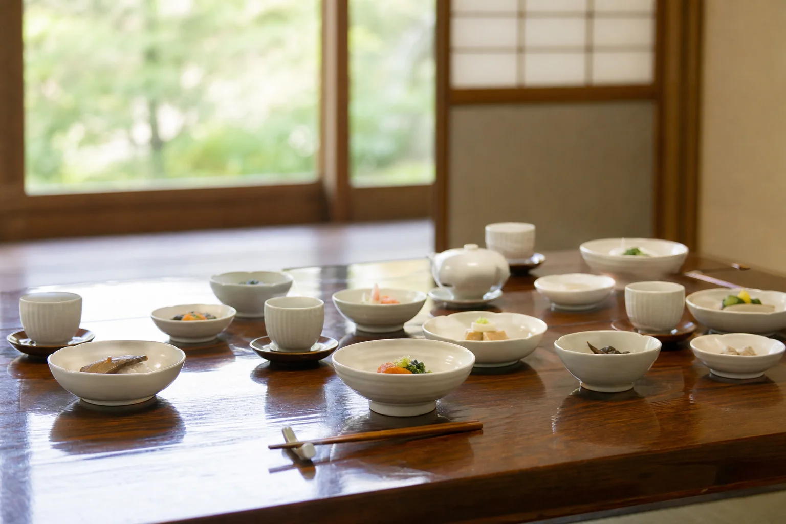 家族葬の告別式のあとに家族や親族で囲む会食の席の様子
